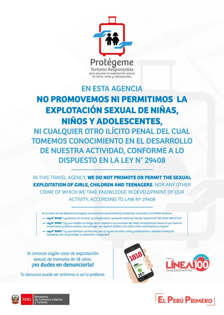 Protégeme - Turismo Responsable - No promovemos la explotación sexual de niñas, niños y adolescentes