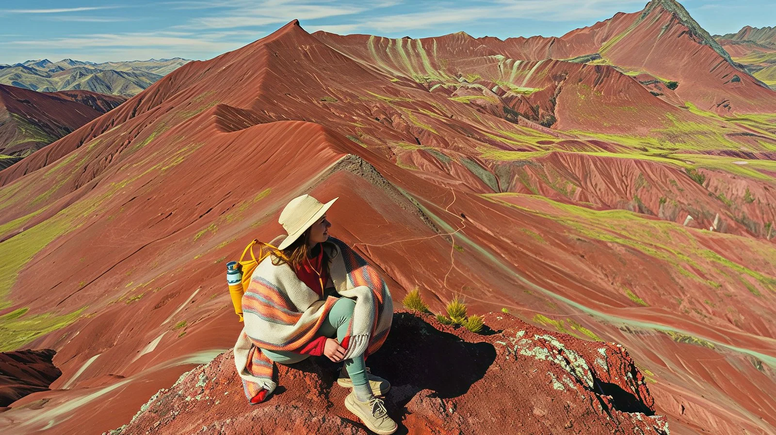 Turistas admirando el impresionante paisaje del Valle Rojo en Cusco