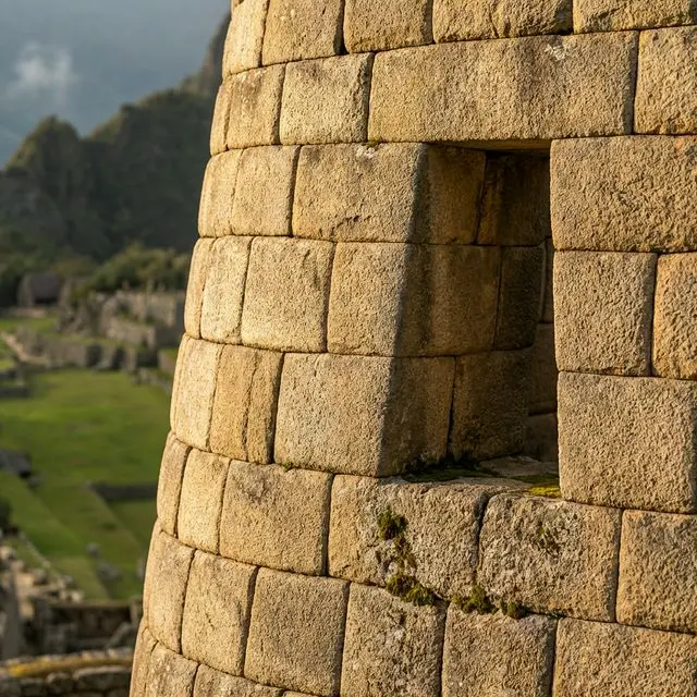 Detalle arquitectónico del Templo del Sol en la zona baja de la ciudadela